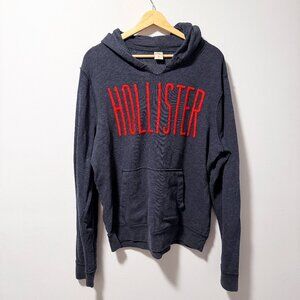 Vintage 2012 Hollister Hoodie Mens XL Charcoal Grey Red Embroidered Spell Out